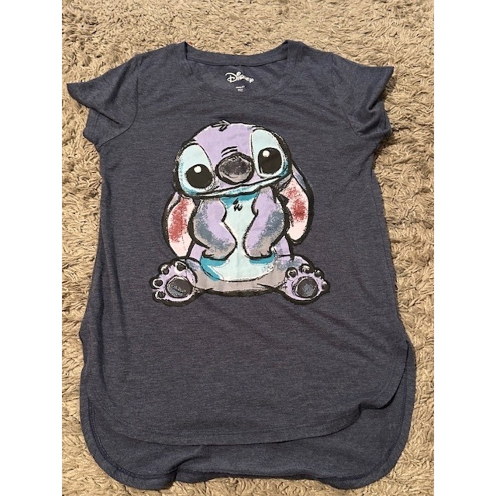 Disney Stitch Graphic T-Shirt Adult Gray Lilo‎ & Stitch Short Sleeve Tee